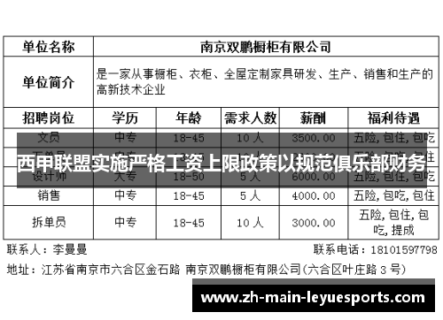 西甲联盟实施严格工资上限政策以规范俱乐部财务 西甲联盟实施严格工资上限政策以规范俱乐部财务